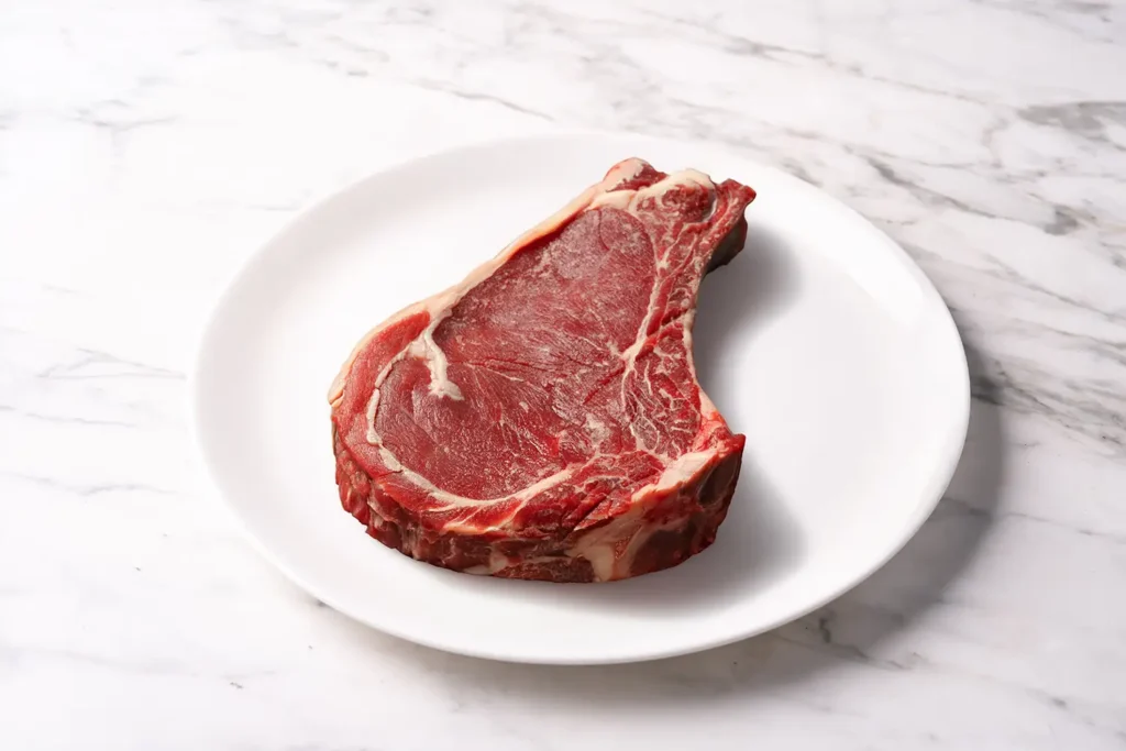 Prime Rib auf weißem Teller – Galeriebild 1/3 – Zotter Fleisch – Produkte